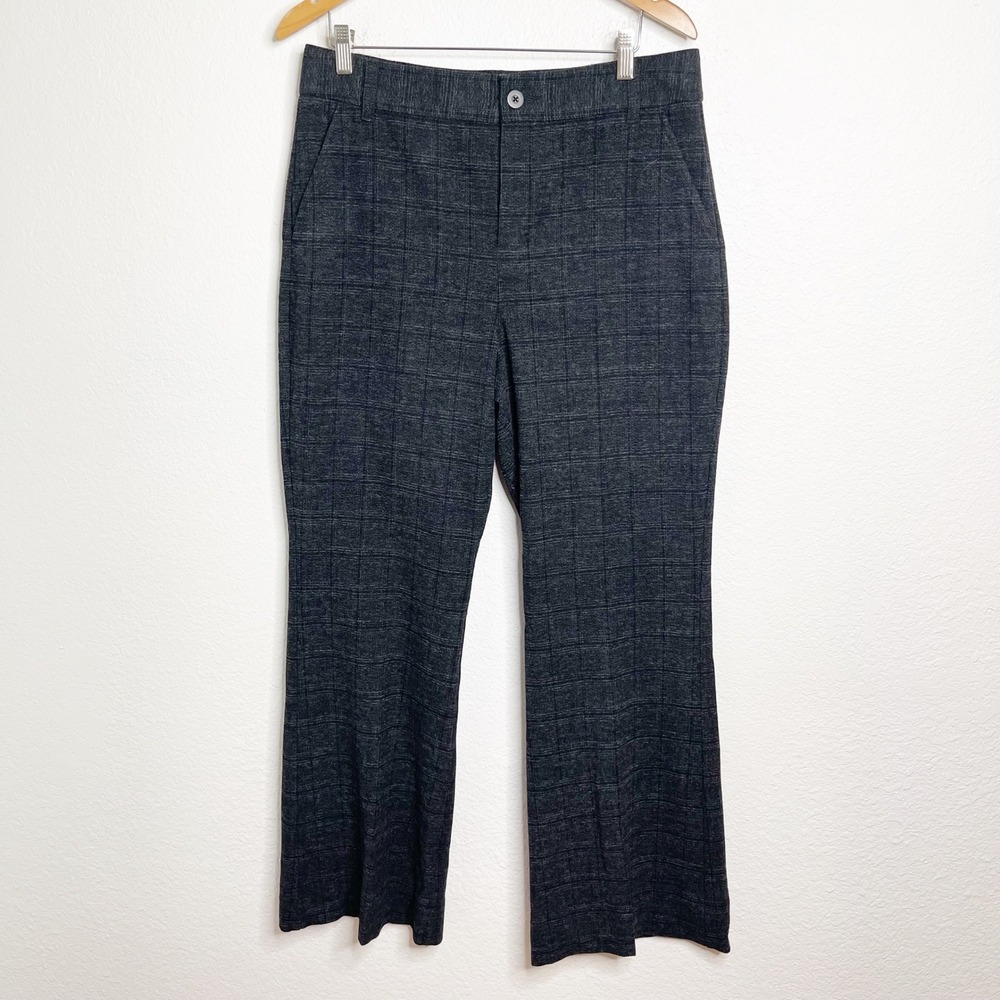 Cabi 4690R Charcoal Grey Plaid Dress Pants Womens 12 Straight Leg Trousers